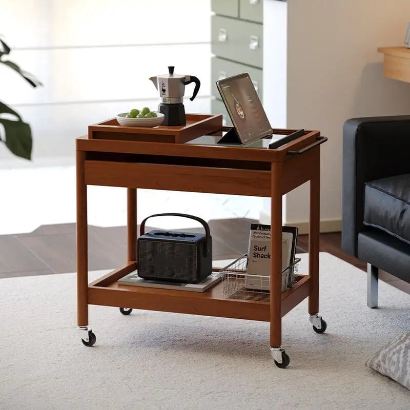 Taro Wood Rolling Serving Cart