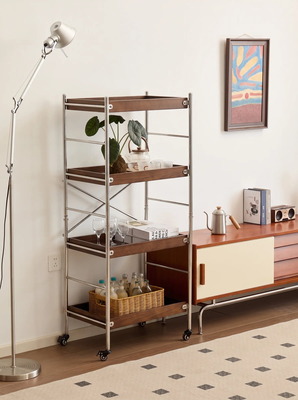 Tove Solid Ash Wood Rolling Cart