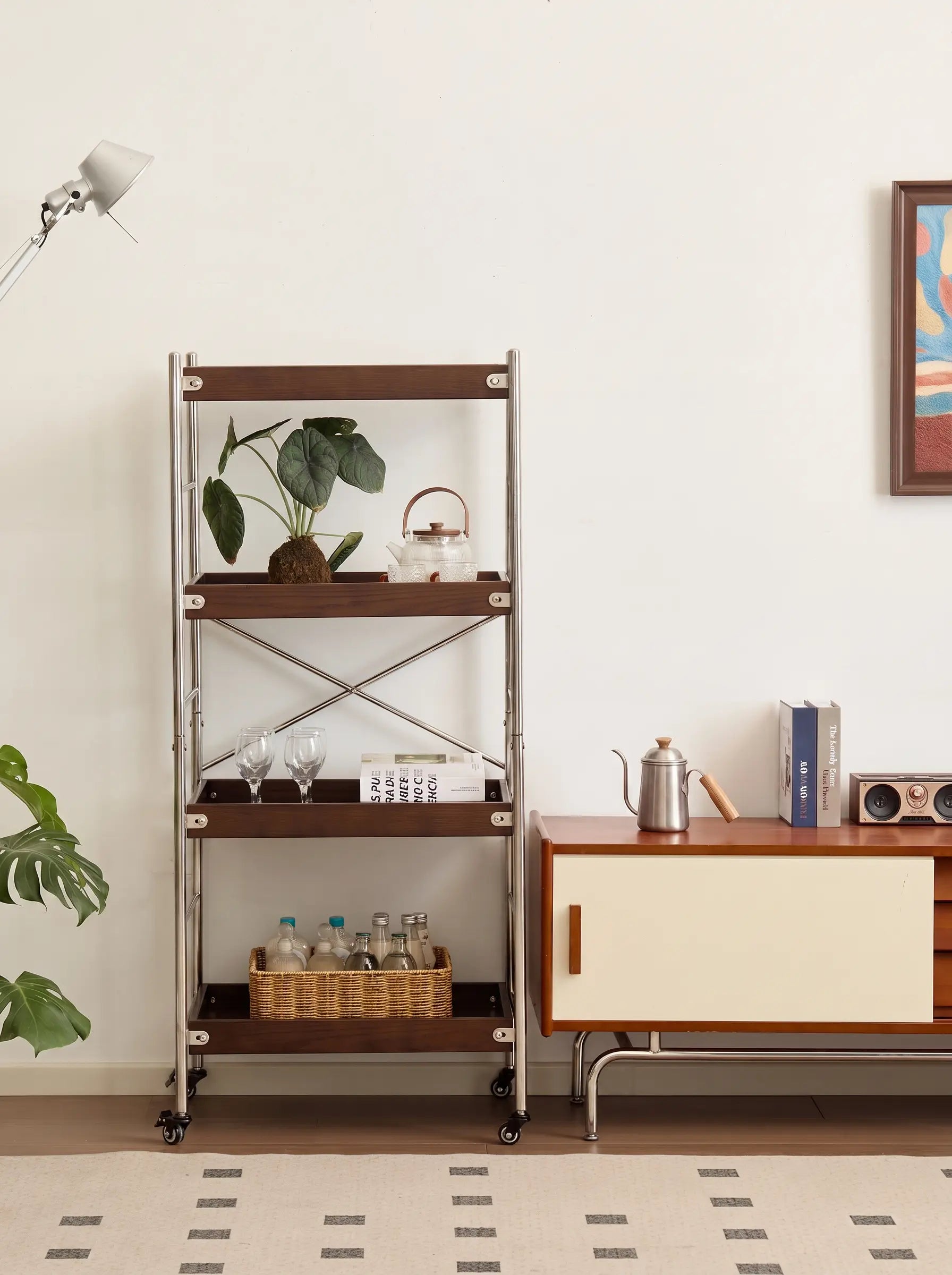 Tove Solid Ash Wood Rolling Cart