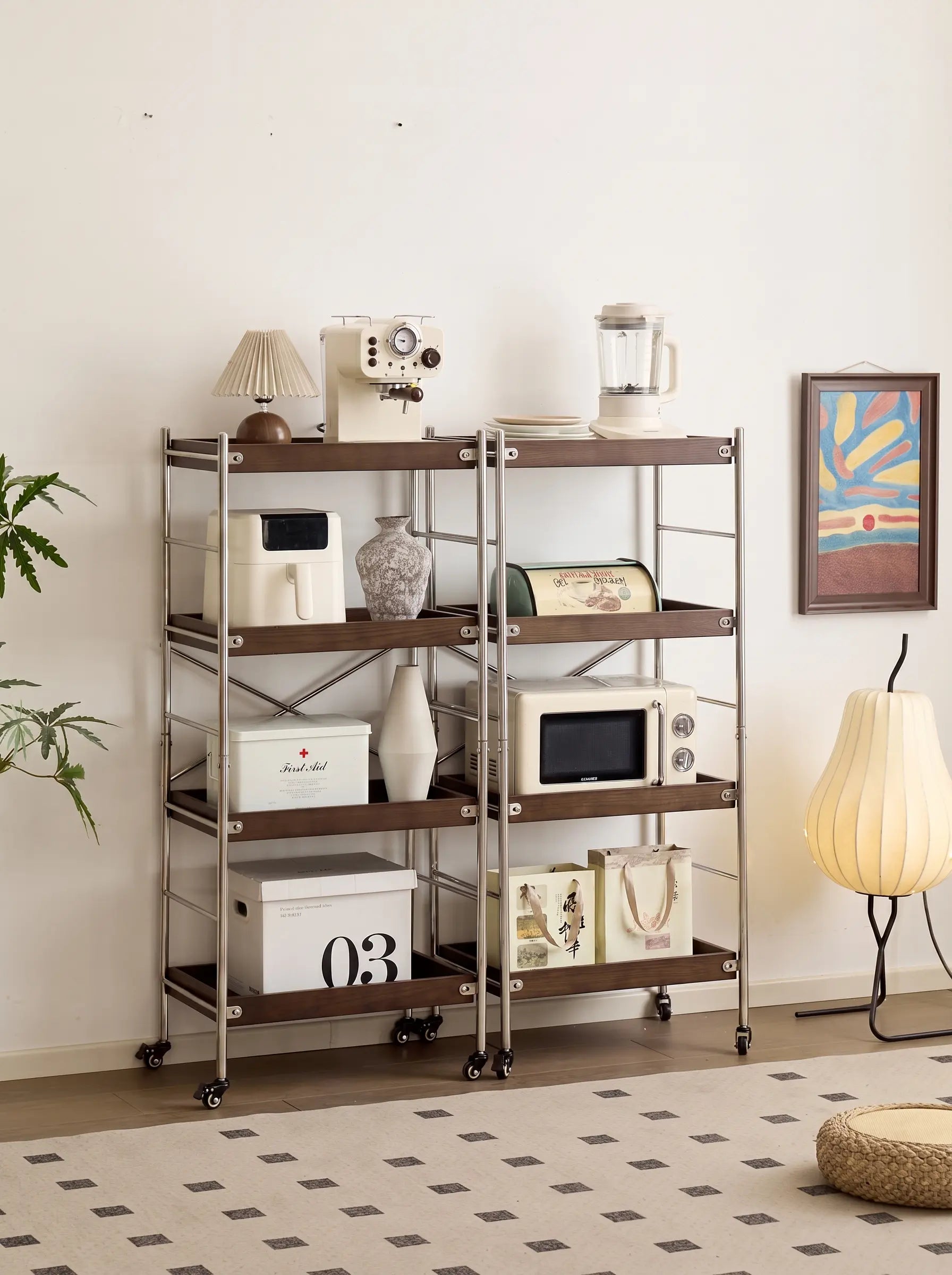 Tove Solid Ash Wood Rolling Cart