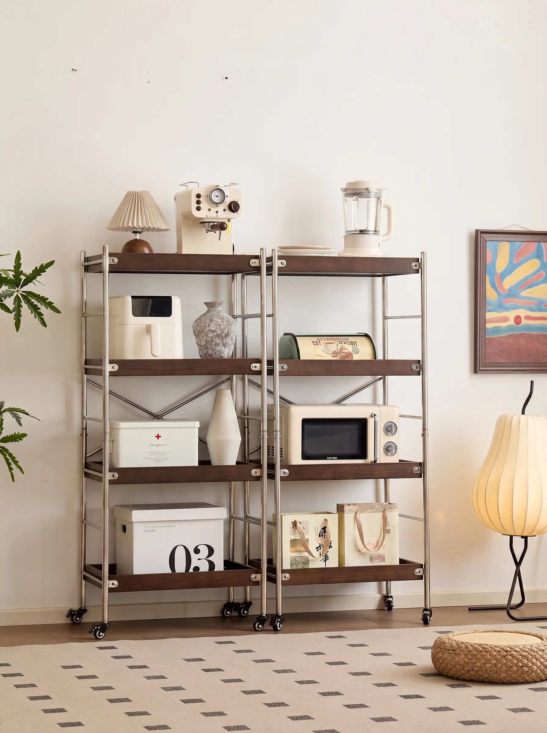 Tove Solid Ash Wood Rolling Cart