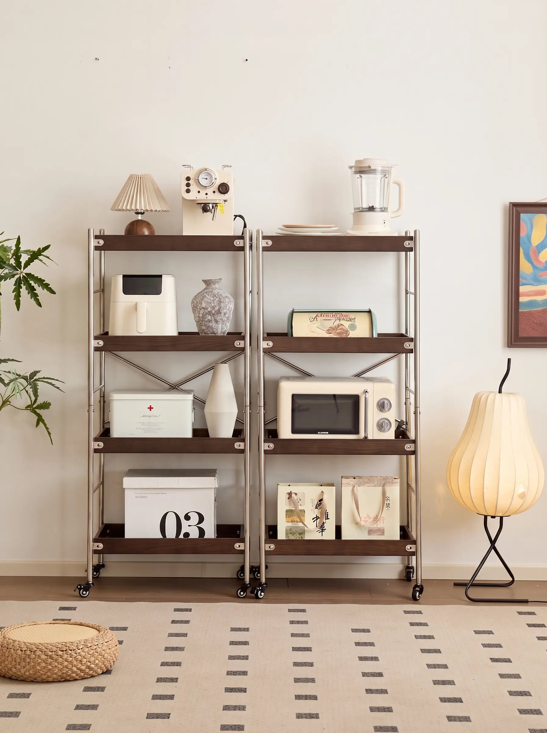 Tove Solid Ash Wood Rolling Cart
