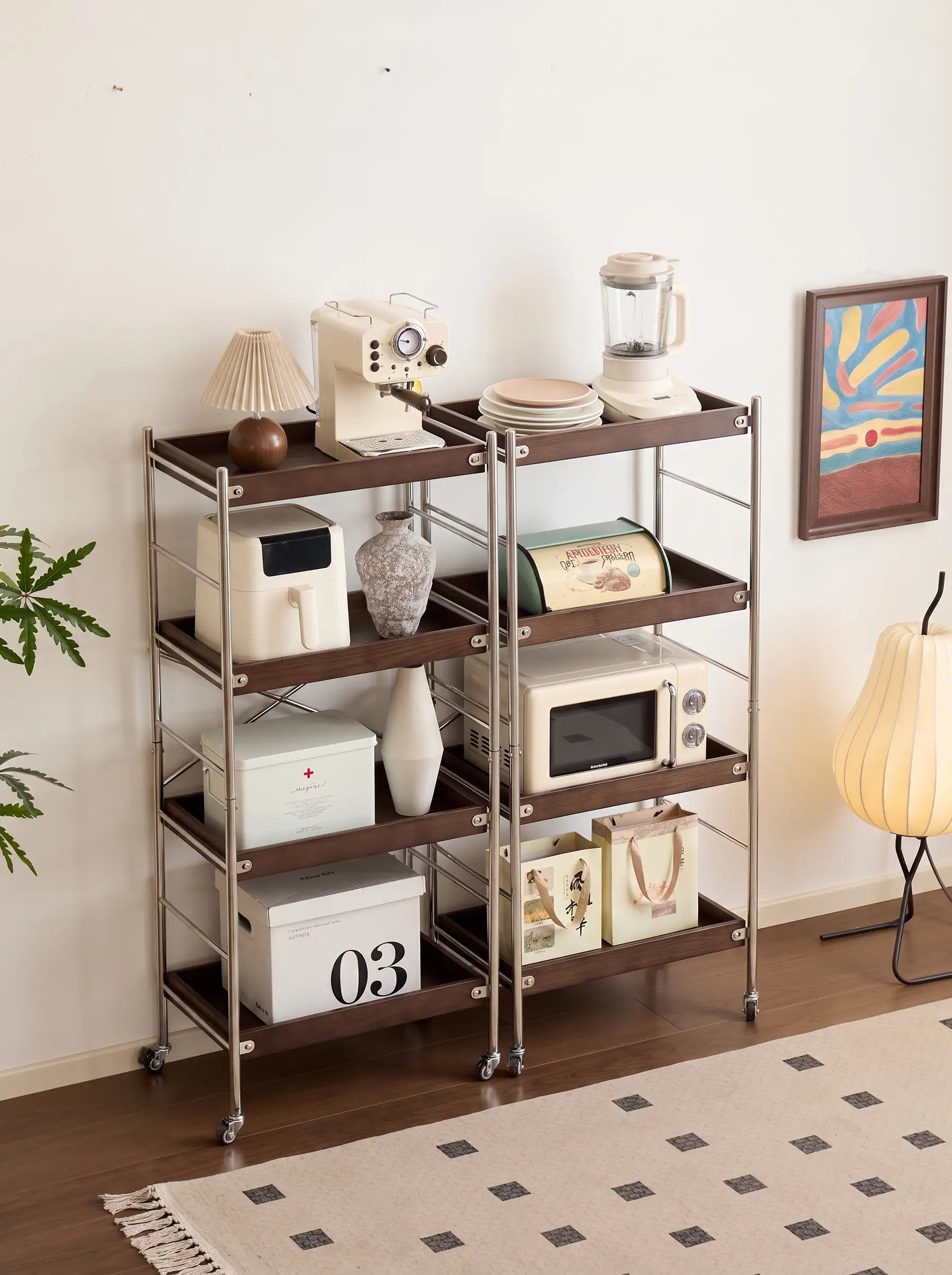 Tove Solid Ash Wood Rolling Cart