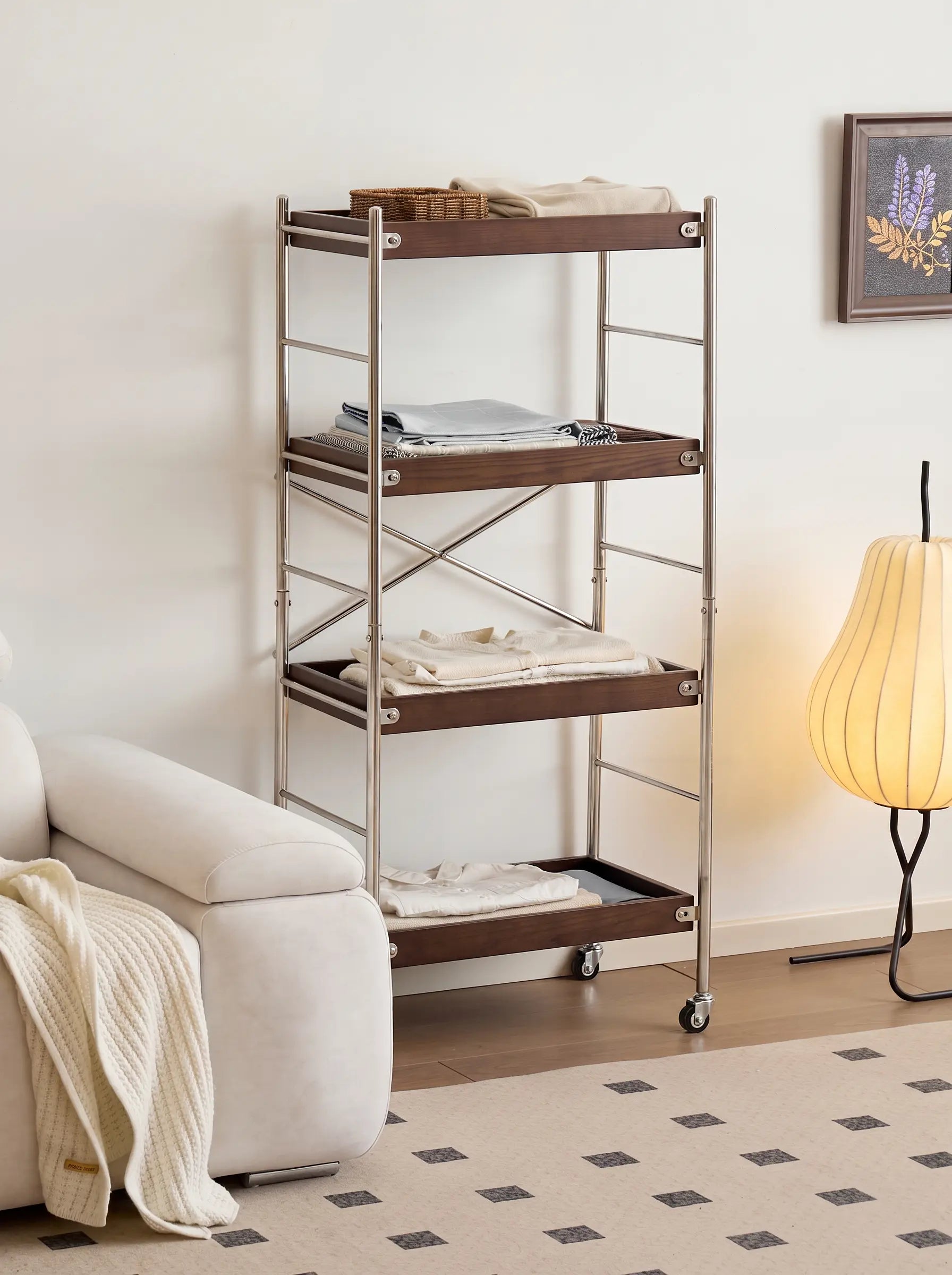 Tove Solid Ash Wood Rolling Cart