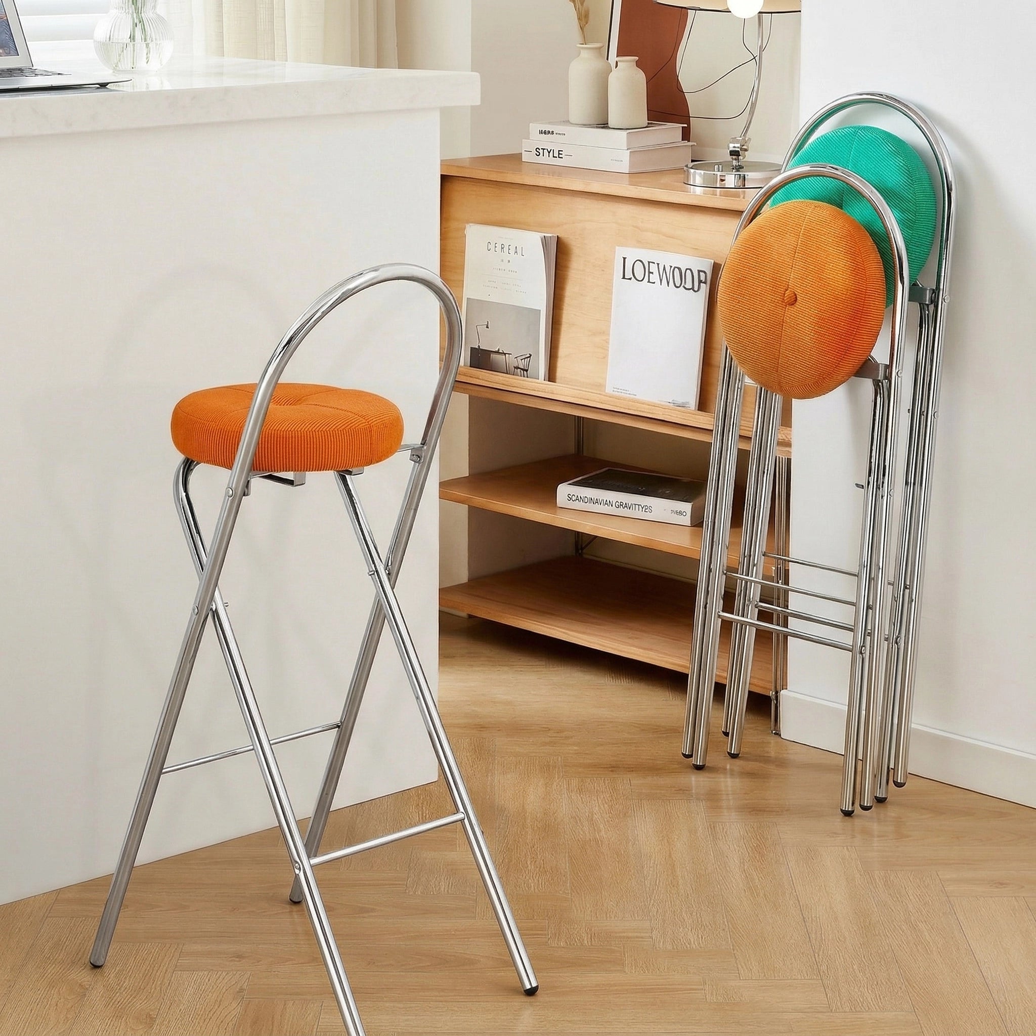 Miro Steel Corduroy Bar Stool