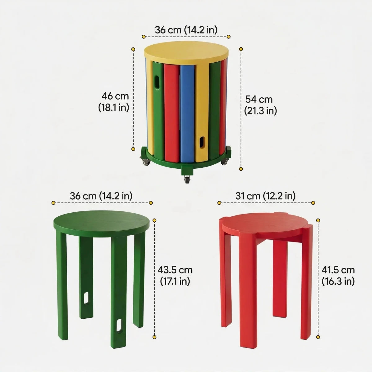 Aru Solid Wood Stackable Stool (Set of 4) - Esspur