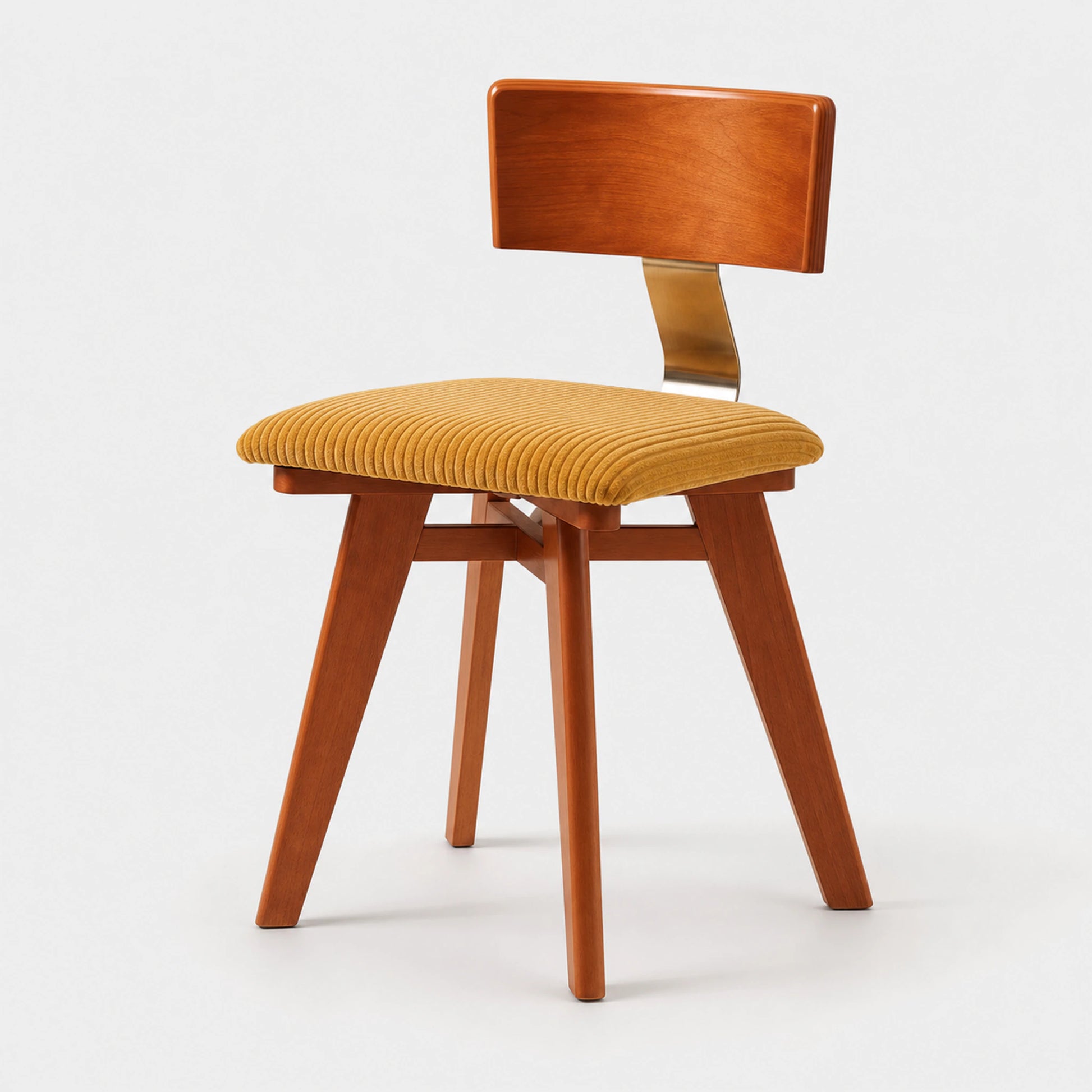 Galen birch corduroy dining chair on soft gray background