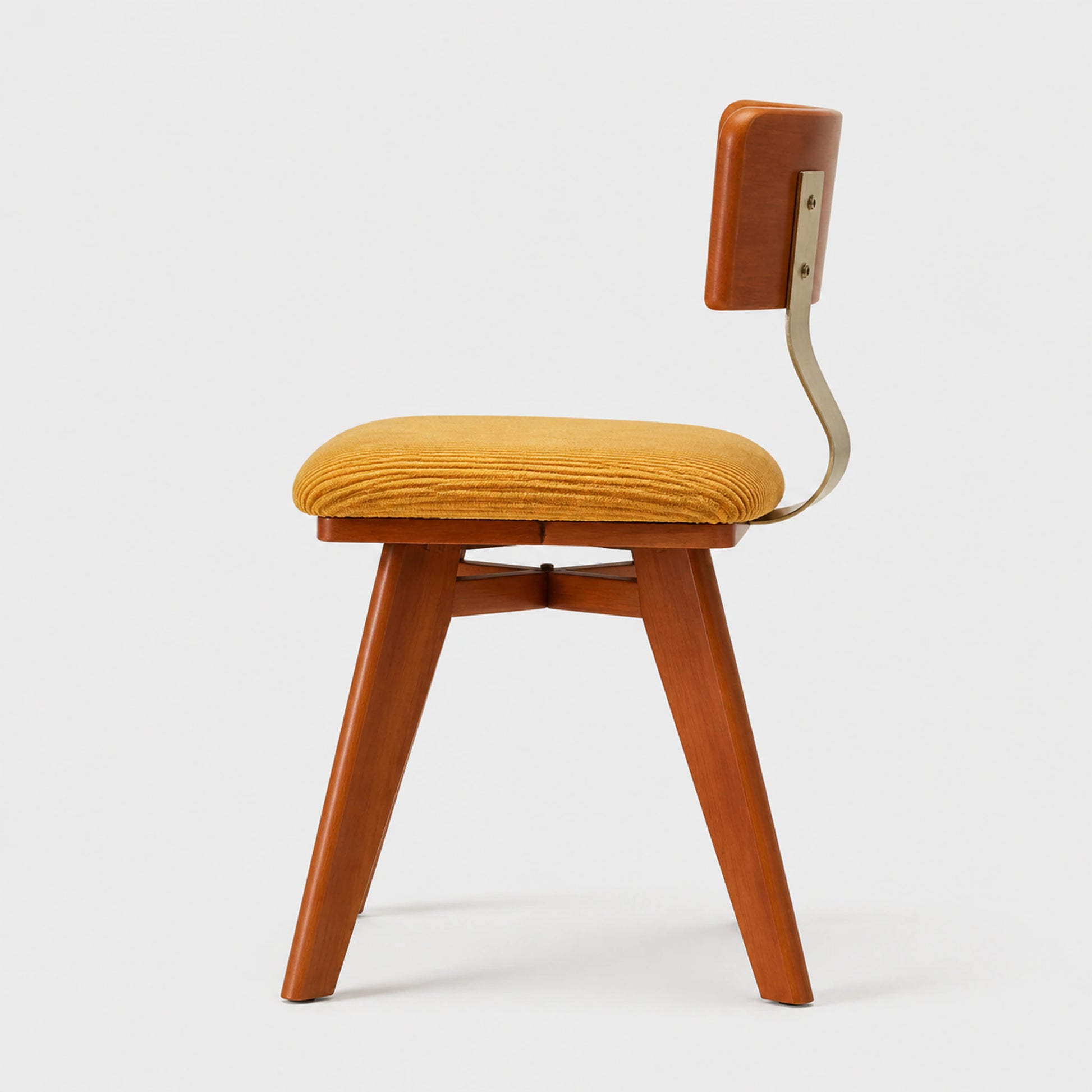 Galen birch corduroy dining chair side view on soft gray background