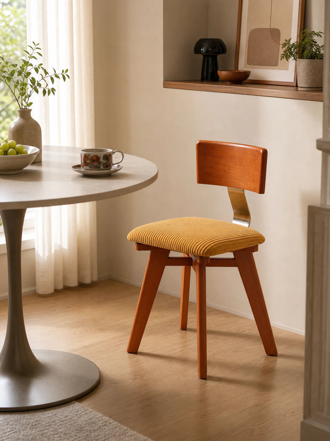 Galen birch corduroy dining chair compact dining fit scene
