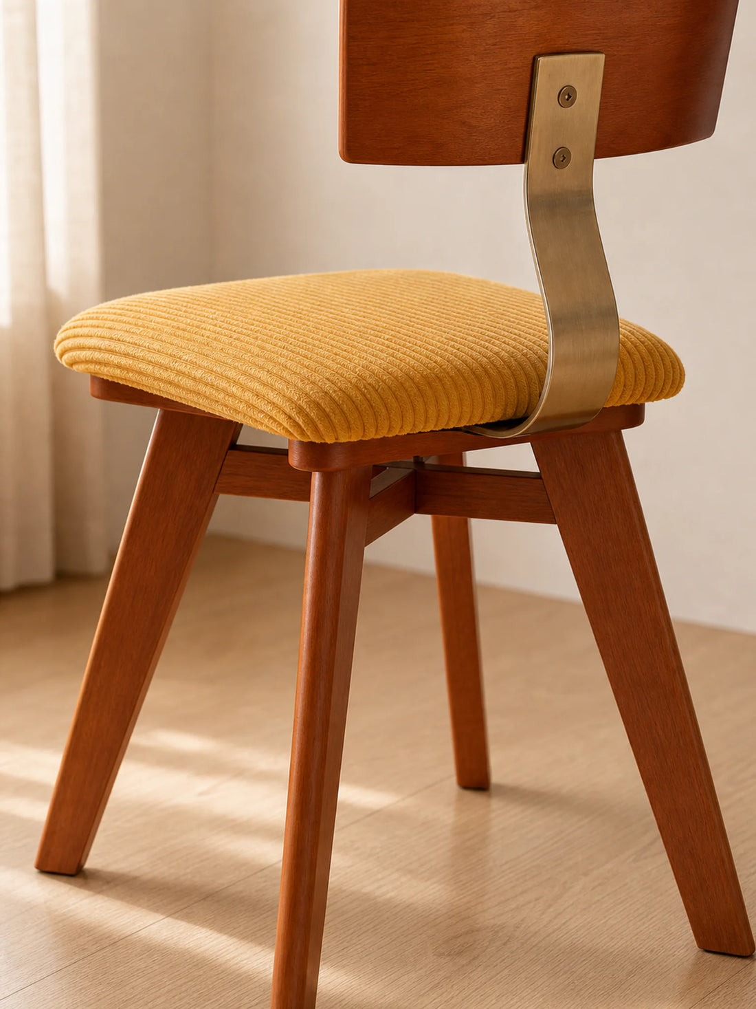 Galen dining chair angled legs and support frame detail