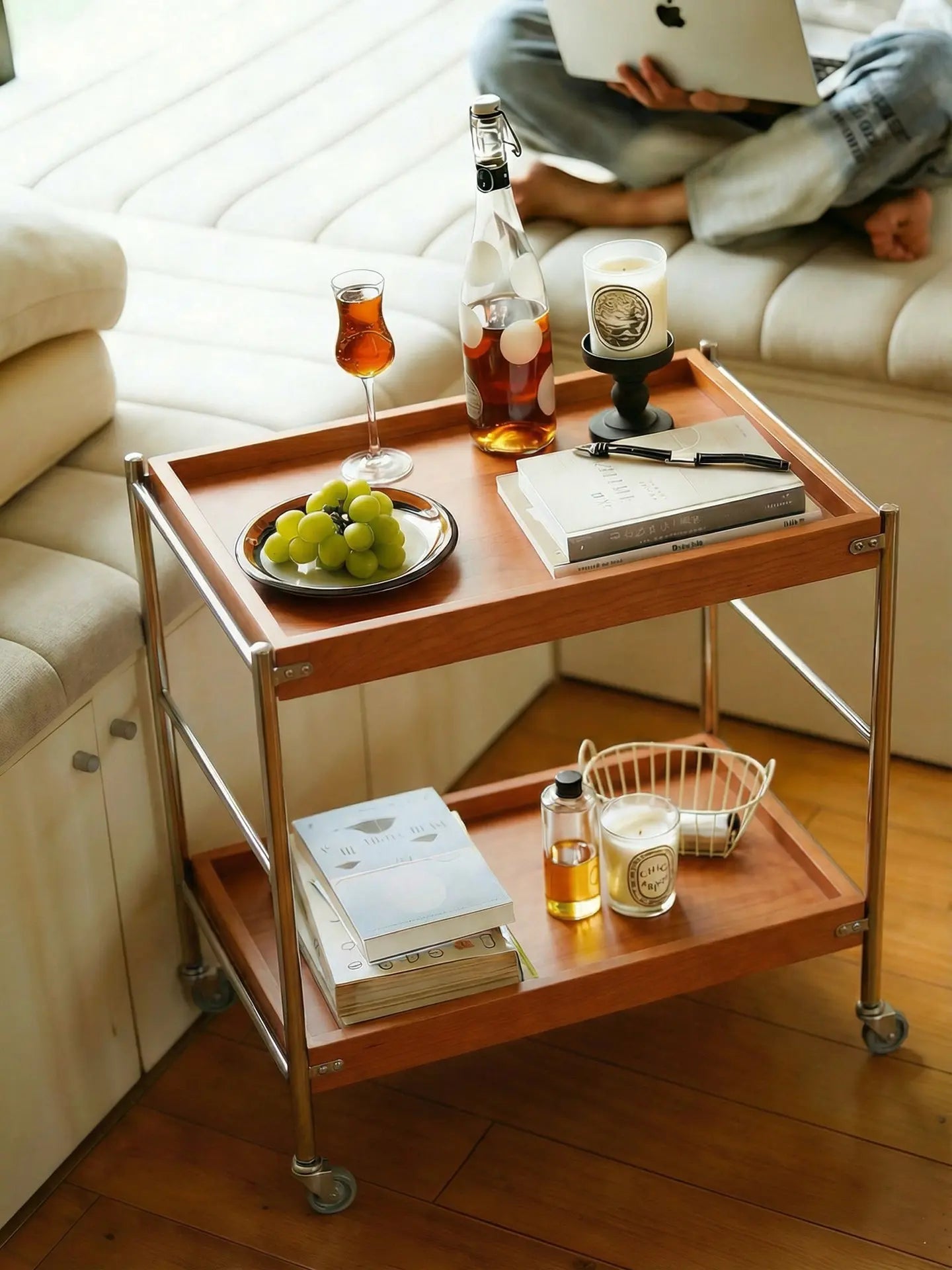 Tove Solid Wood Rolling Cart